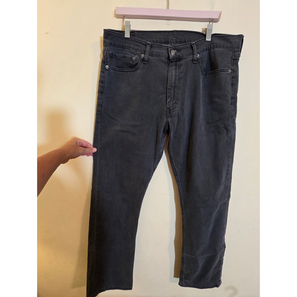 Levis 513 Slim Straight Jeans Mens 36x30 Faded Black Stretch Denim 08513-0786